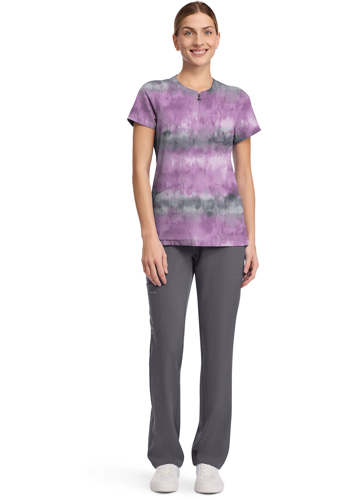 Soft Stripe Healing Hands Amanda Print Scrub V Neck Top HH911 SFSE - Scrubs Select