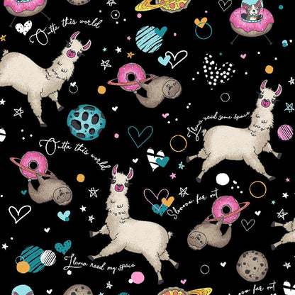 Space Snacks Cherokee Llama Print V Neck Scrub Top CK671 SPSC - Scrubs Select