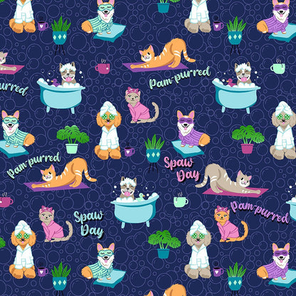 Spaw Day Cherokee Dog Cat Print V Neck Scrub Top CK651 SPWD - Scrubs Select