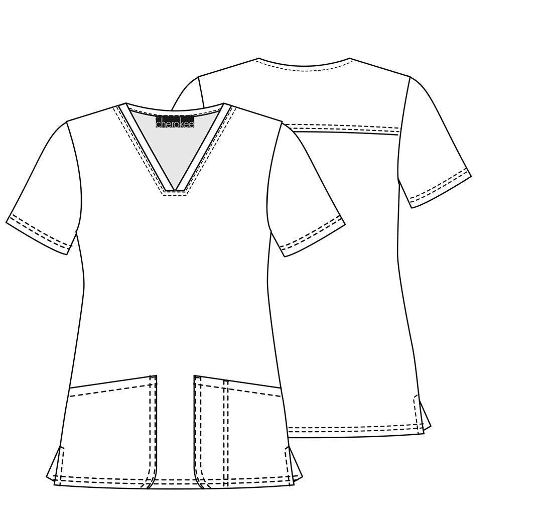 Spaw Day Cherokee Dog Cat Print V Neck Scrub Top CK651 SPWD - Scrubs Select