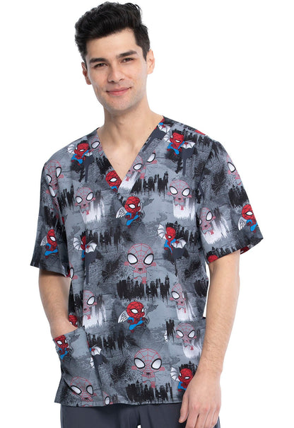 Spiderman Tooniforms Marvel Unisex V Neck Scrub Top TF606 MAOP - Scrubs Select
