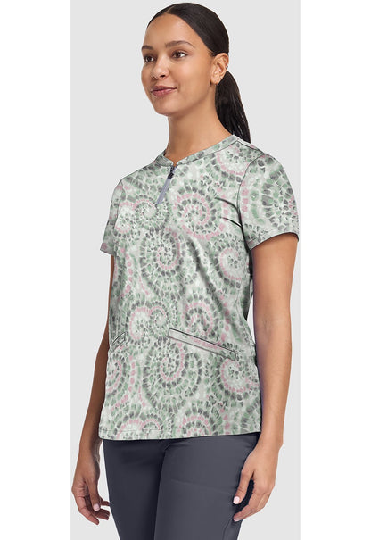 Spiral Out Healing Hands Scrubs Ivy Print V Neck Top HH907 SPIL - Scrubs Select