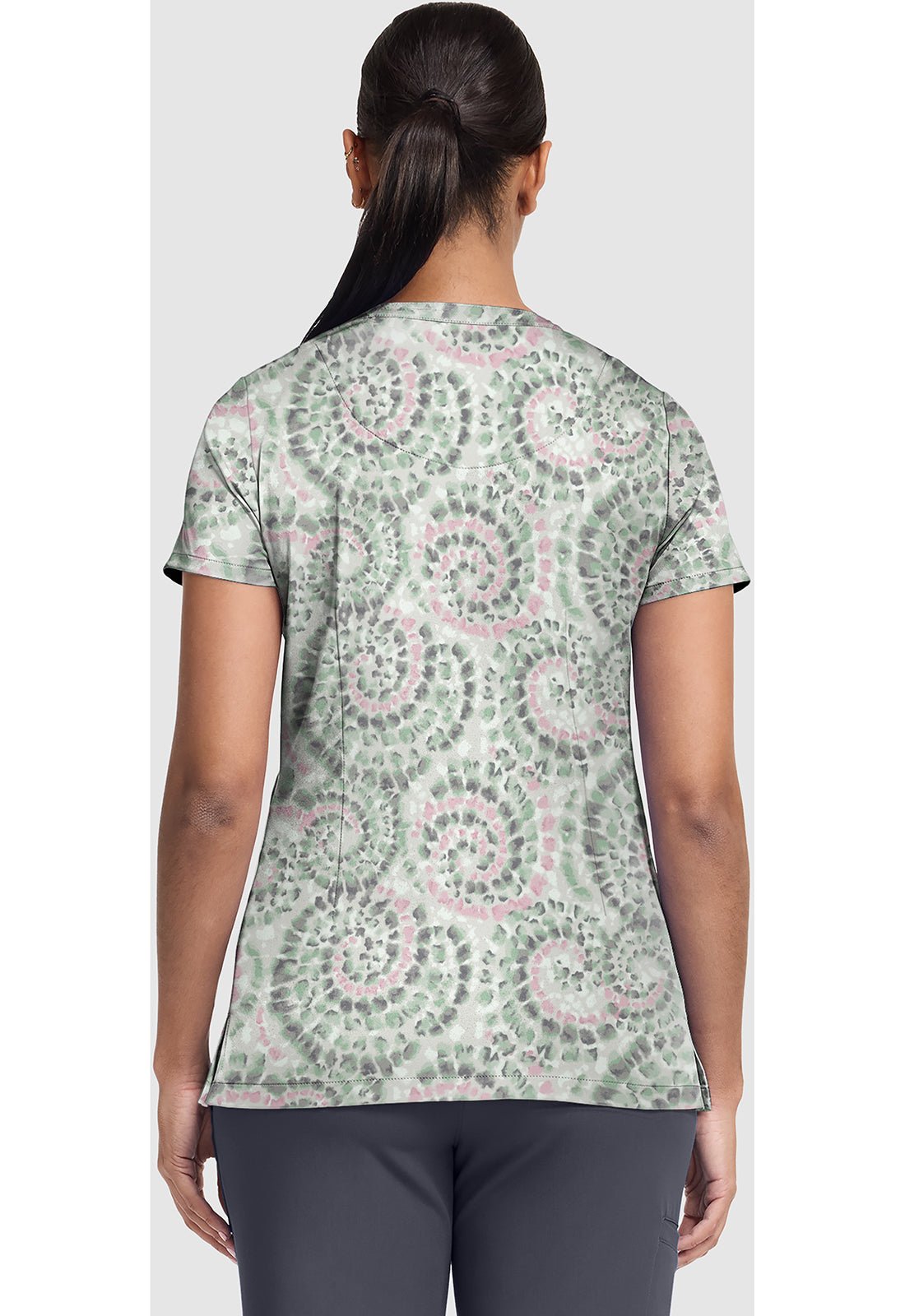 Spiral Out Healing Hands Scrubs Ivy Print V Neck Top HH907 SPIL - Scrubs Select