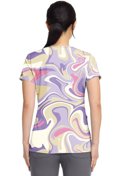 Sporty Marble Med Couture Print V Neck Scrub Top MC8564 SPMB - Scrubs Select