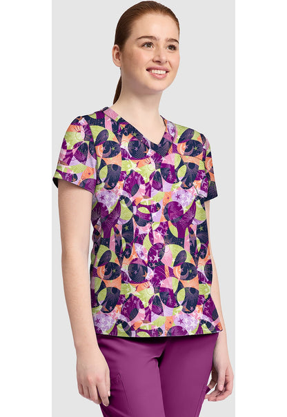 Star Bright Med Couture Print V Neck Scrub Top MC632 SARB - Scrubs Select