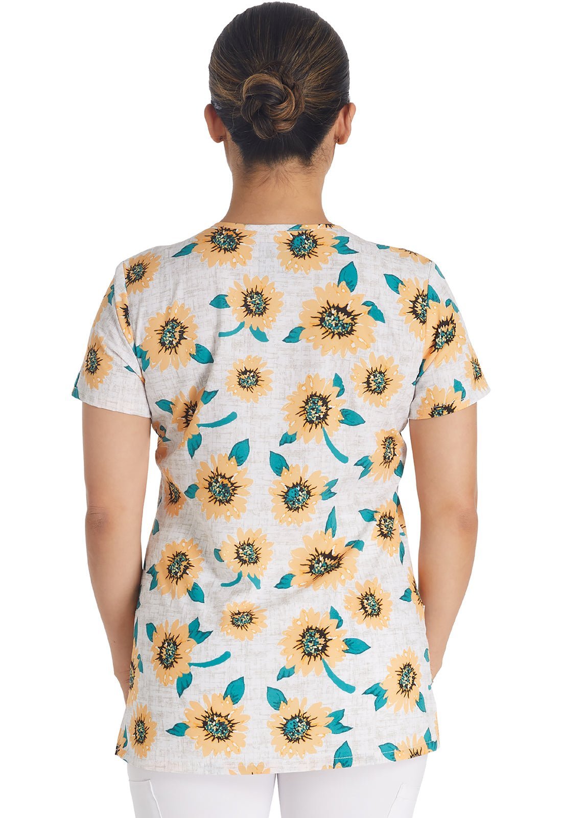 Sunflower Power Dickies Print EDS V Neck Scrub Top DK717 SFPO - Scrubs Select