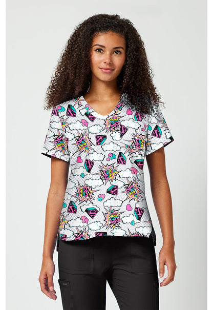 Supergirl Tooniforms Licensed DC Comics V Neck Scrub Top TF797 DMBB - Scrubs Select