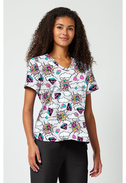 Supergirl Tooniforms Licensed DC Comics V Neck Scrub Top TF797 DMBB - Scrubs Select