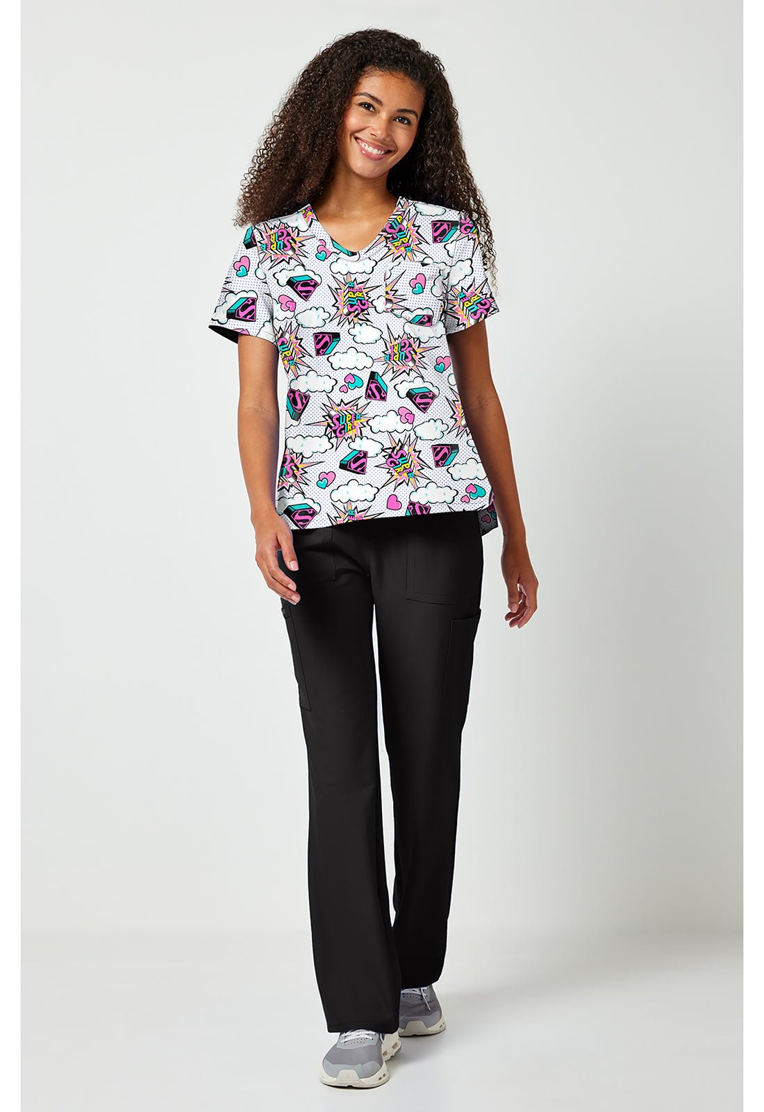 Supergirl Tooniforms Licensed DC Comics V Neck Scrub Top TF797 DMBB - Scrubs Select