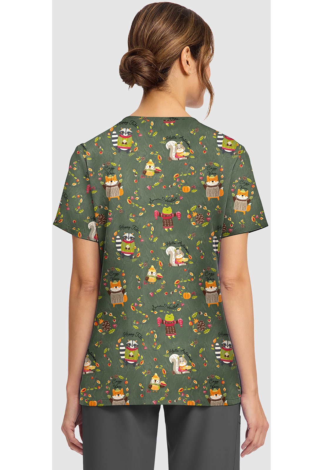 Sweater Weather Cherokee Print V - Neck Scrub Top CK856 STWR - Scrubs Select