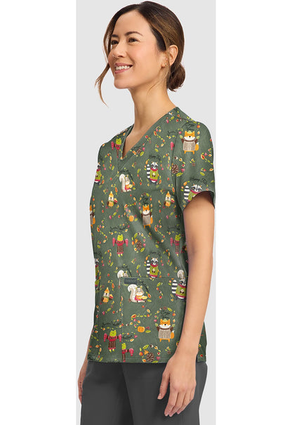 Sweater Weather Cherokee Print V - Neck Scrub Top CK856 STWR - Scrubs Select