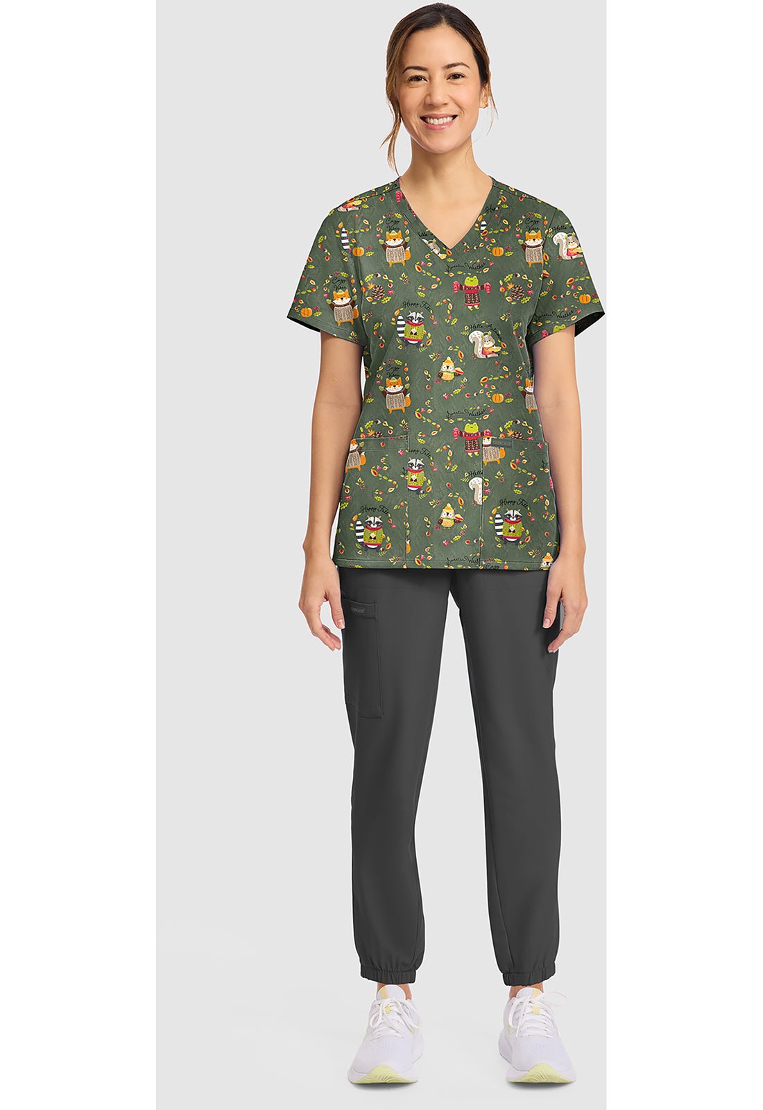 Sweater Weather Cherokee Print V - Neck Scrub Top CK856 STWR - Scrubs Select