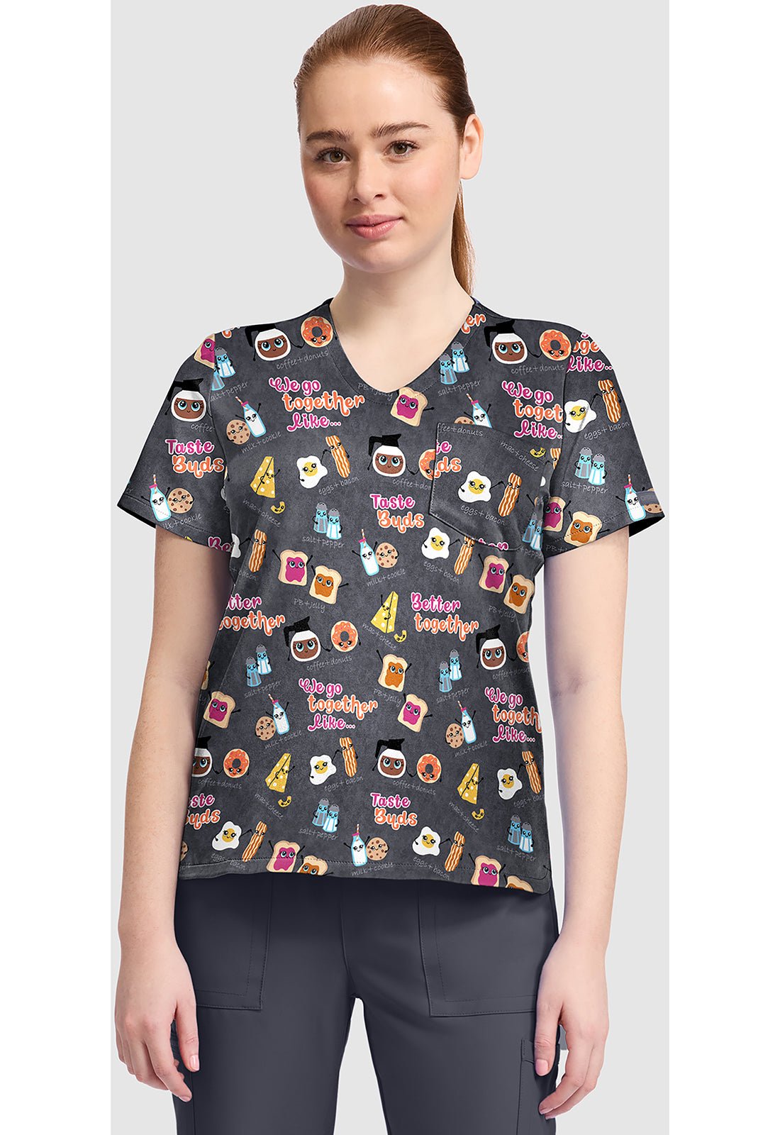 Taste Buds Cherokee Print V Neck Scrub Top CK857 TEBD - Scrubs Select