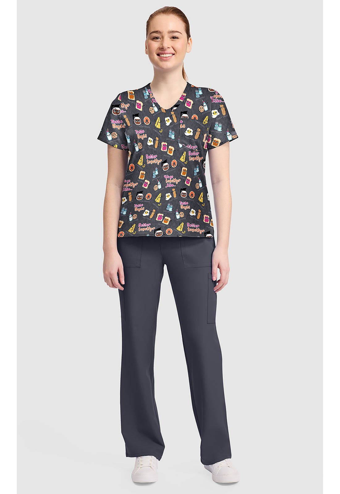 Taste Buds Cherokee Print V Neck Scrub Top CK857 TEBD - Scrubs Select
