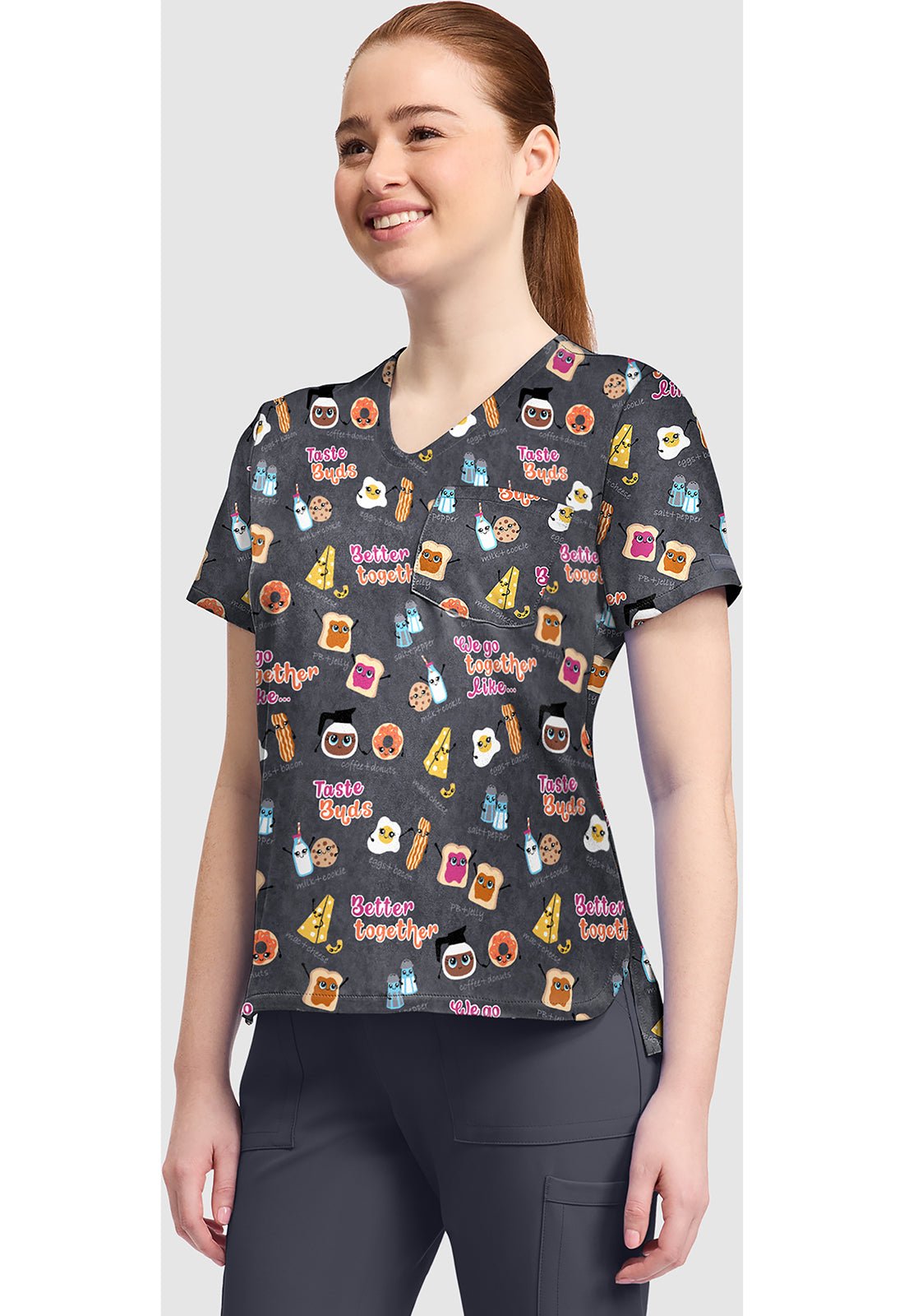 Taste Buds Cherokee Print V Neck Scrub Top CK857 TEBD - Scrubs Select