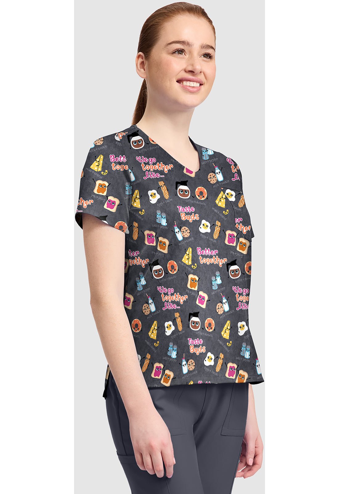 Taste Buds Cherokee Print V Neck Scrub Top CK857 TEBD - Scrubs Select