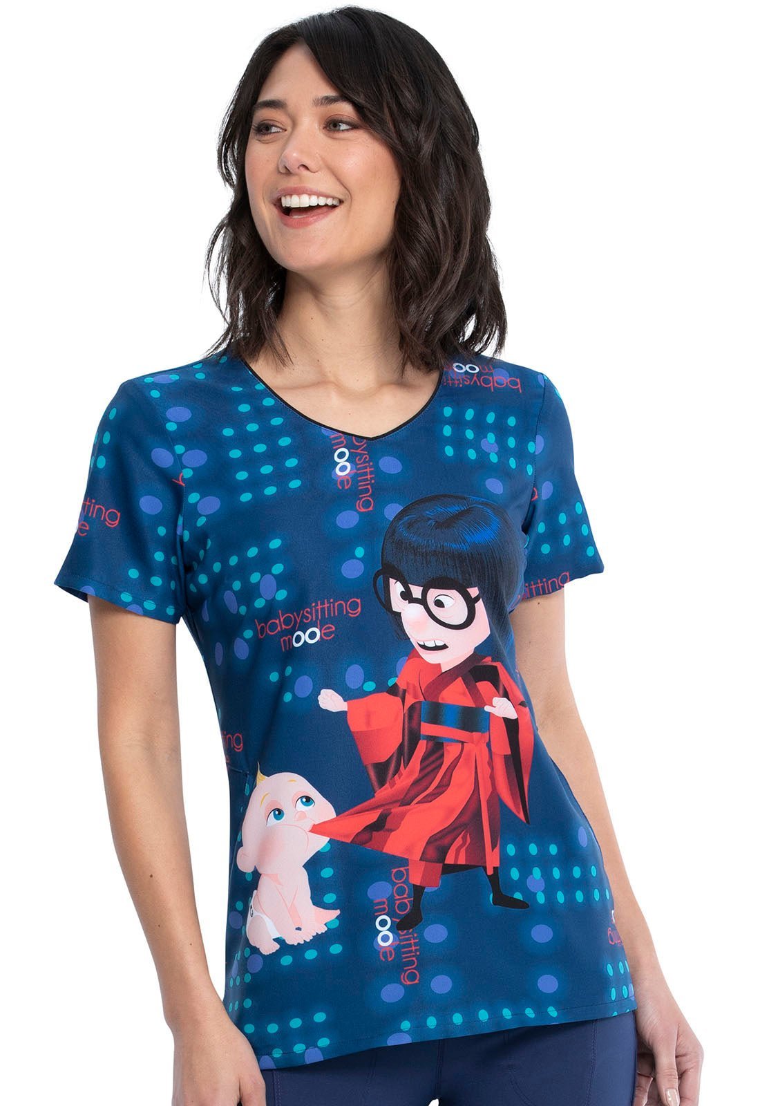 The Incredibles Tooniforms Licensed Disney V Neck Scrub Top TF626 ICTT - Scrubs Select