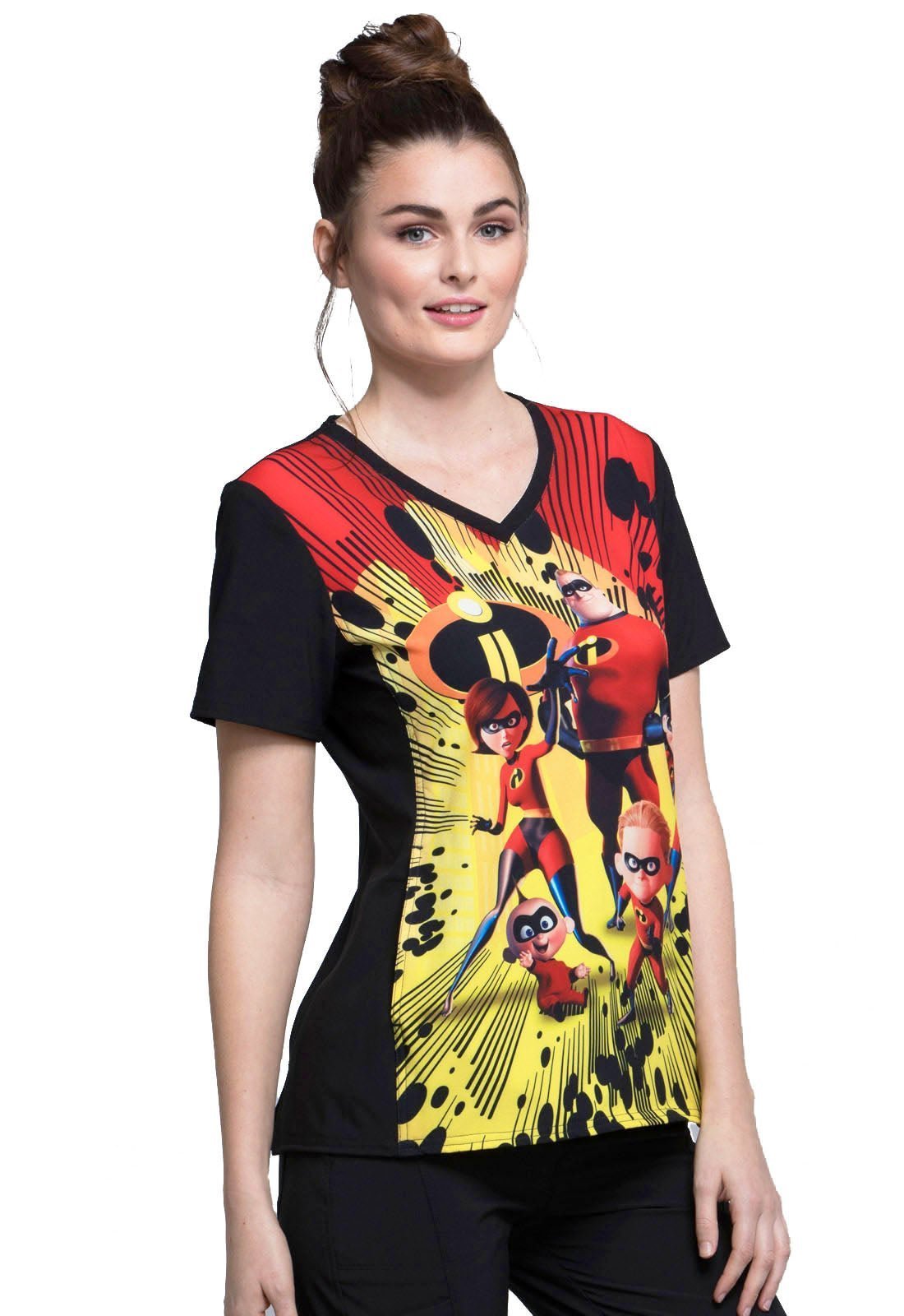 The Incredibles Tooniforms Licensed Disney V Neck Scrub Top TF627 ICII - Scrubs Select
