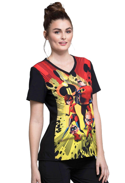 The Incredibles Tooniforms Licensed Disney V Neck Scrub Top TF627 ICII - Scrubs Select
