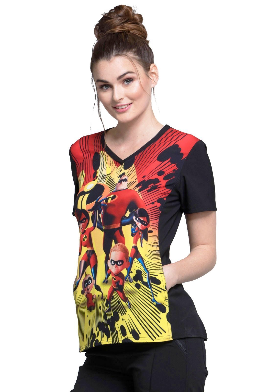 The Incredibles Tooniforms Licensed Disney V Neck Scrub Top TF627 ICII - Scrubs Select