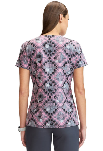 Tie Dye Buds Dickies Print V Neck Scrub Top DK667 TDBD - Scrubs Select