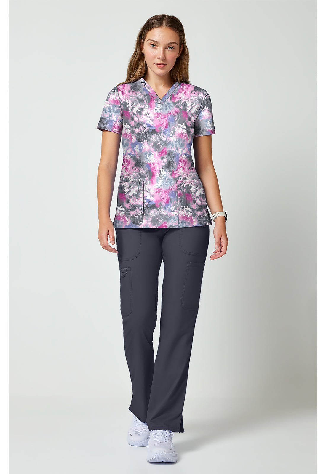 Tie Dye Petals Cherokee Achieve Scrubs V Neck Top CK00010 TYPL - Scrubs Select