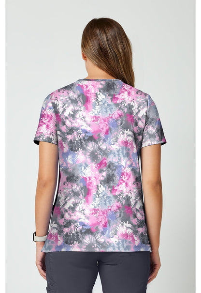 Tie Dye Petals Cherokee Achieve Scrubs V Neck Top CK00010 TYPL - Scrubs Select