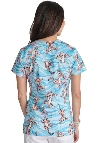 Tigger Cherokee Tooniforms Disney Winnie The Pooh V Neck Scrub Top TF776 PHWD - Scrubs Select