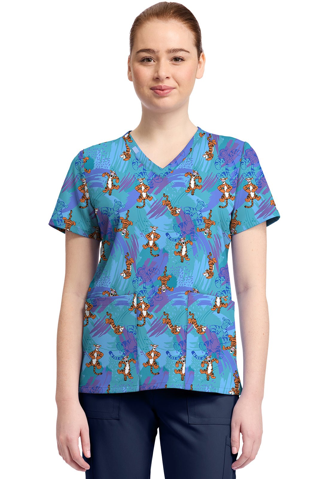 Tigger Tooniforms Licensed Disney Winnie The Pooh V Neck Scrub Top TF796 PHRX - Scrubs Select