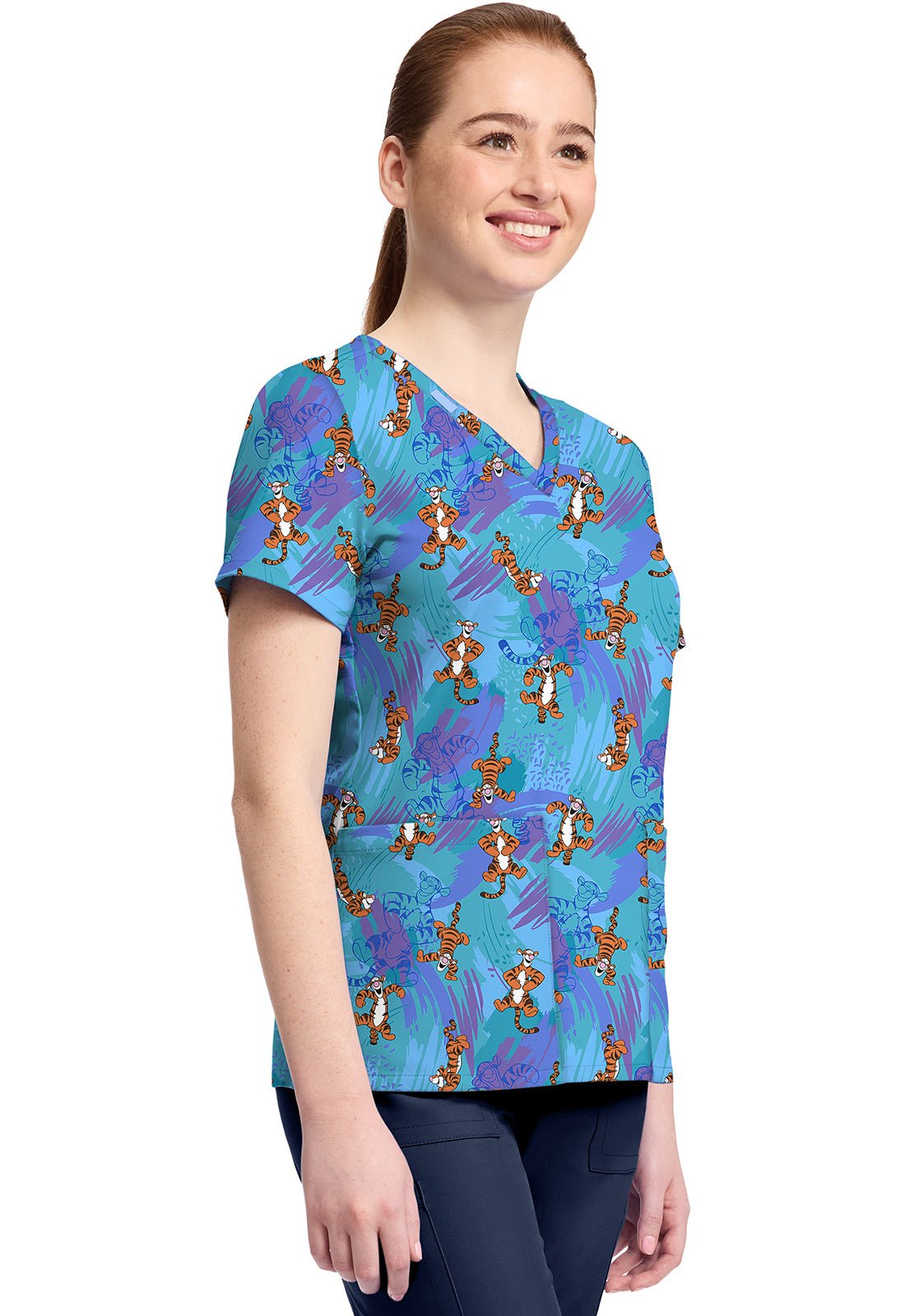 Tigger Tooniforms Licensed Disney Winnie The Pooh V Neck Scrub Top TF796 PHRX - Scrubs Select