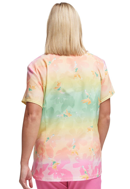 Tinker Bell HeartSoul Print Disney V Neck Scrub Top HS692 TBAL - Scrubs Select