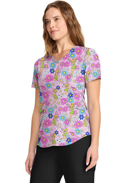Tinker Bell Tooniforms Licensed Disney Peter Pan V Neck Scrub Top TF737 TBYF - Scrubs Select
