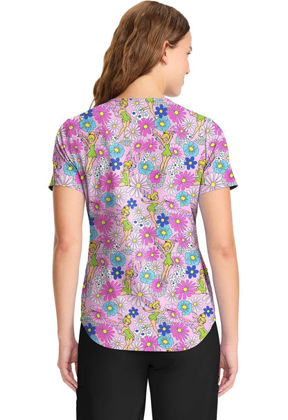 Tinker Bell Tooniforms Licensed Disney Peter Pan V Neck Scrub Top TF737 TBYF - Scrubs Select