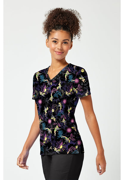 Tinker Bell Tooniforms Licensed Disney Peter Pan V Neck Scrub Top TF796 TBLN - Scrubs Select