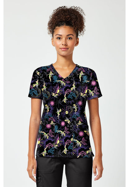 Tinker Bell Tooniforms Licensed Disney Peter Pan V Neck Scrub Top TF796 TBLN - Scrubs Select