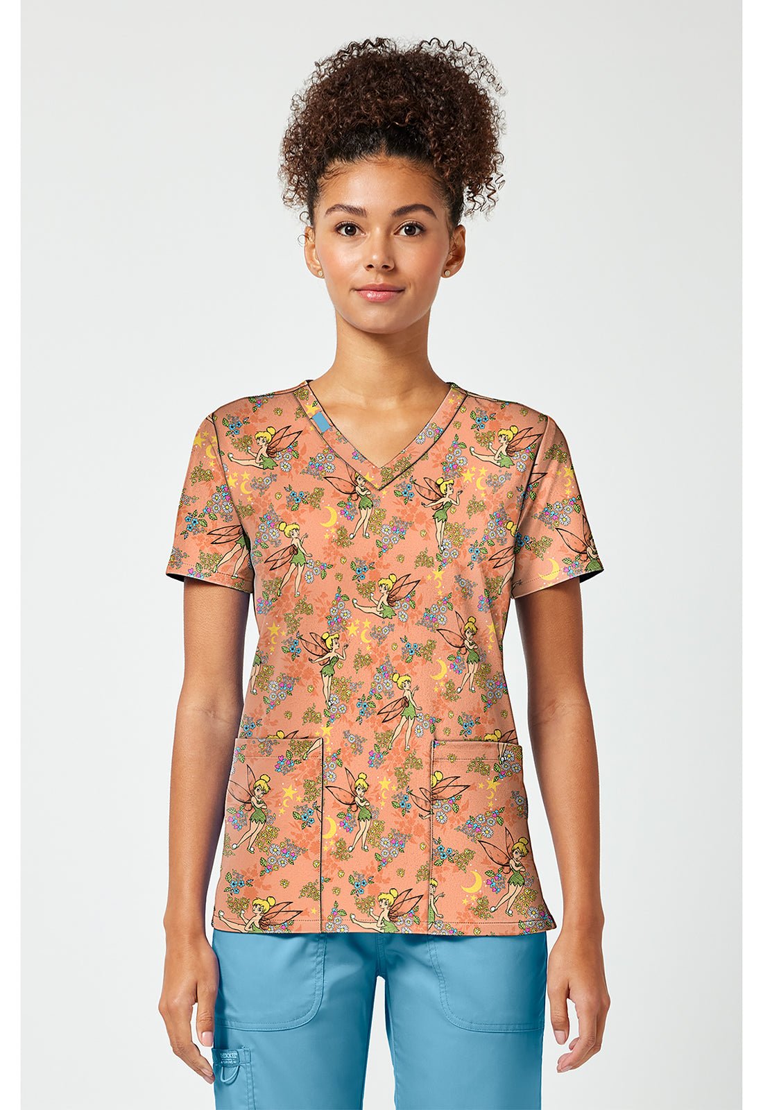Tinker Bell Tooniforms Licensed Disney Peter Pan V Neck Scrub Top TF796 TBXP - Scrubs Select