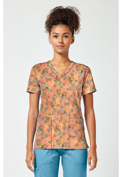 Tinker Bell Tooniforms Licensed Disney Peter Pan V Neck Scrub Top TF796 TBXP - Scrubs Select