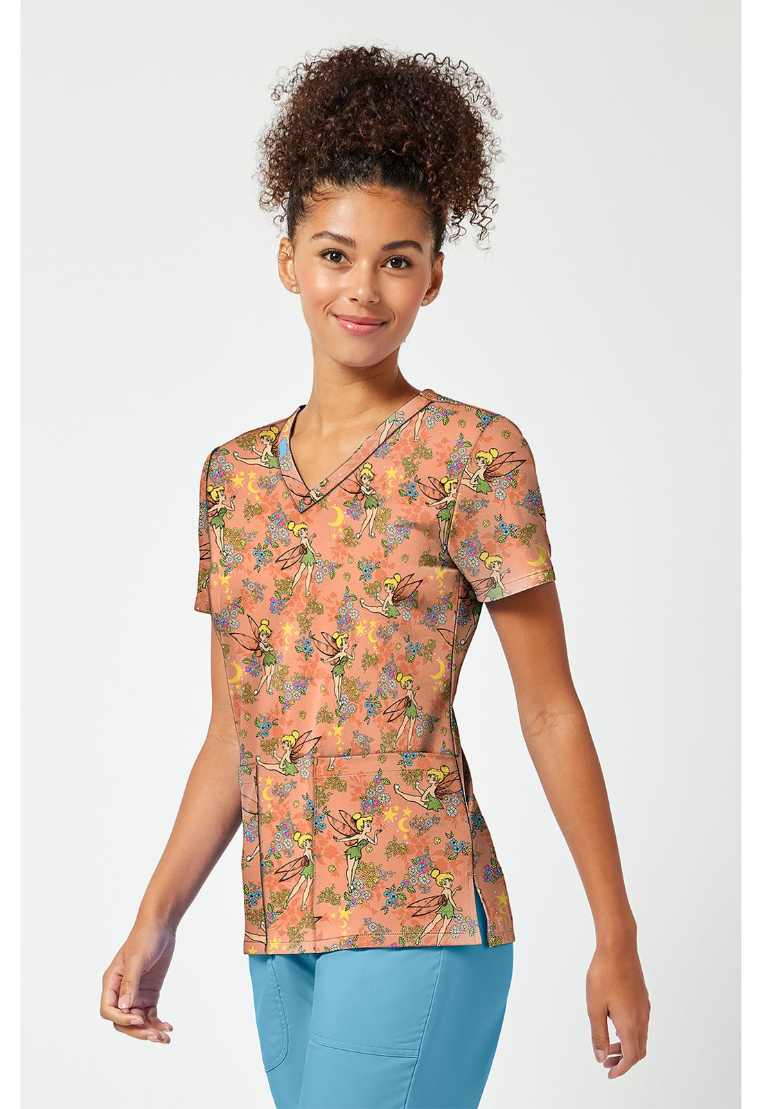 Tinker Bell Tooniforms Licensed Disney Peter Pan V Neck Scrub Top TF796 TBXP - Scrubs Select