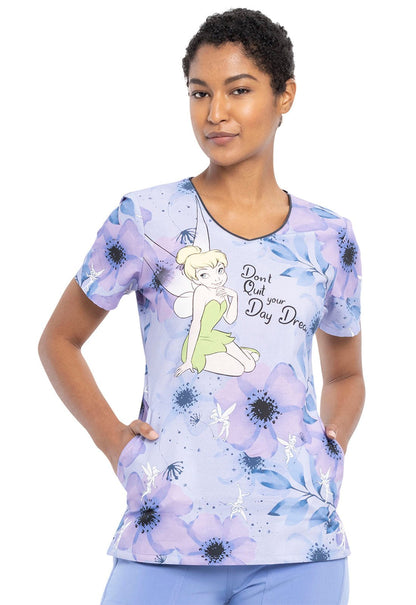 Tinker Bell Tooniforms Licensed Disney V Neck Scrub Top TF626 TBDQ - Scrubs Select