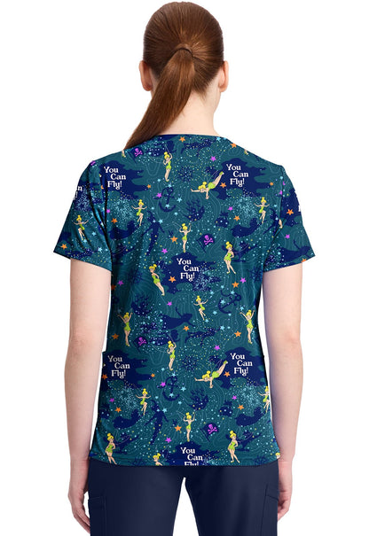Tinker Bell Tooniforms Licensed Disney V Neck Scrub Top TF796 TBYM - Scrubs Select