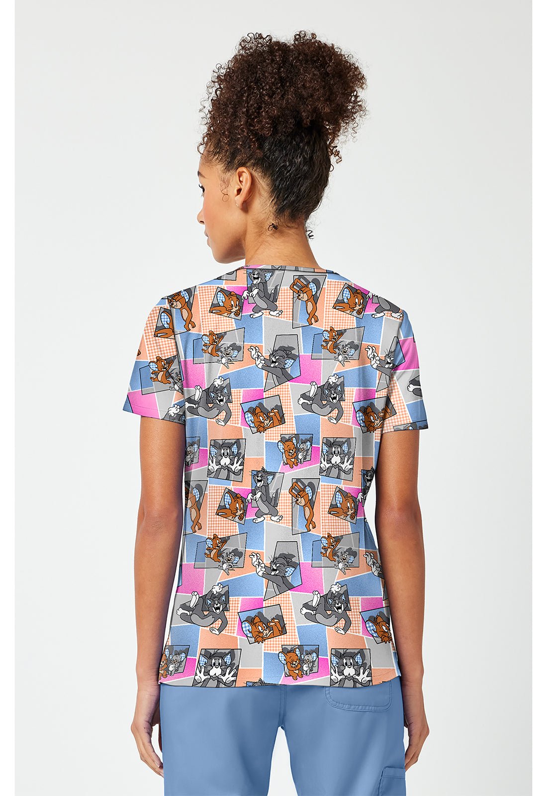 Tom and Jerry Tooniforms Licensed Warner Bros V Neck Scrub Top TF796 TJTT - Scrubs Select