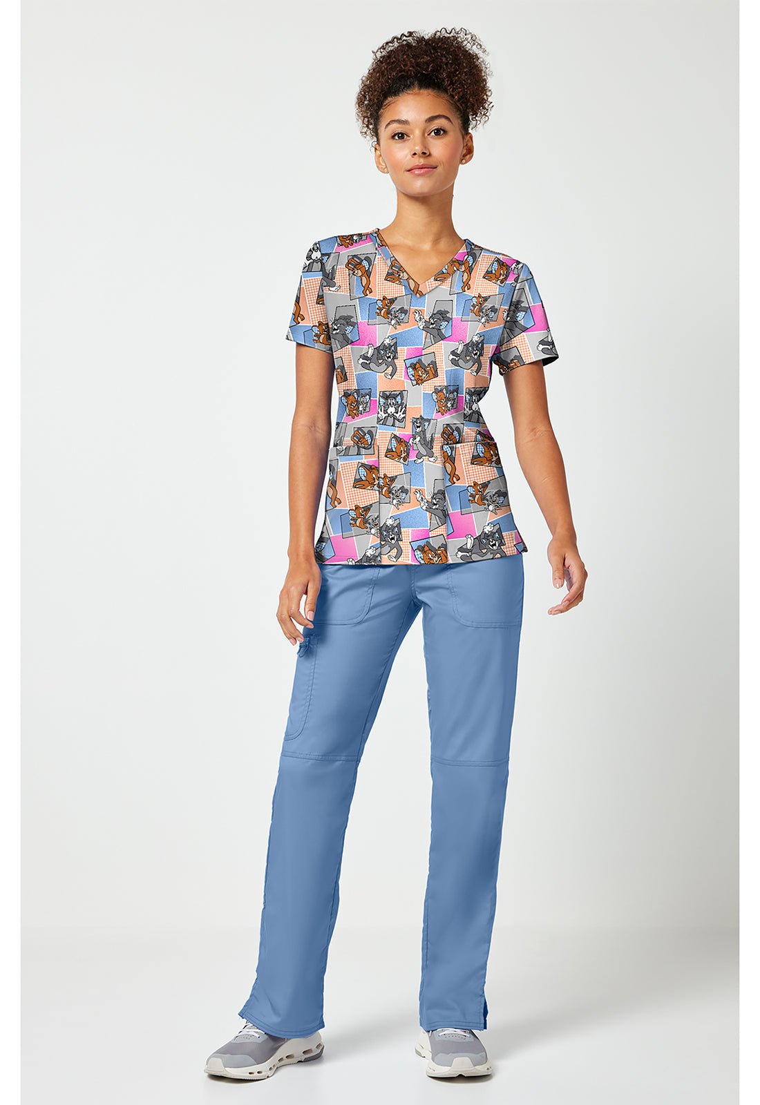 Tom and Jerry Tooniforms Licensed Warner Bros V Neck Scrub Top TF796 TJTT - Scrubs Select