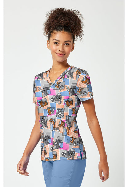 Tom and Jerry Tooniforms Licensed Warner Bros V Neck Scrub Top TF796 TJTT - Scrubs Select