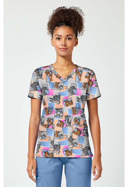 Tom and Jerry Tooniforms Licensed Warner Bros V Neck Scrub Top TF796 TJTT - Scrubs Select