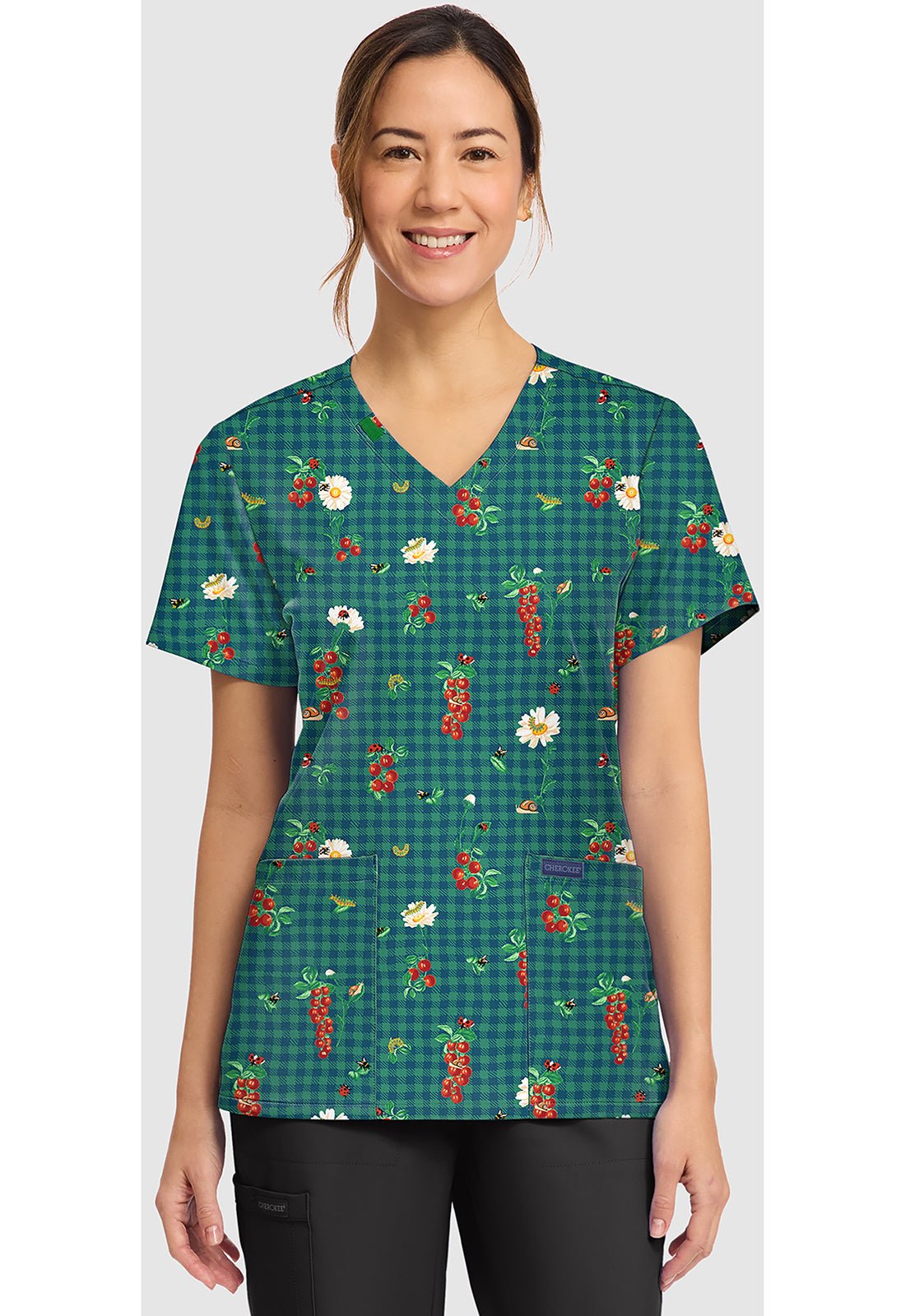 Tomato Garden Cherokee Print V-Neck Scrub Top CK856 TMGD - Scrubs Select