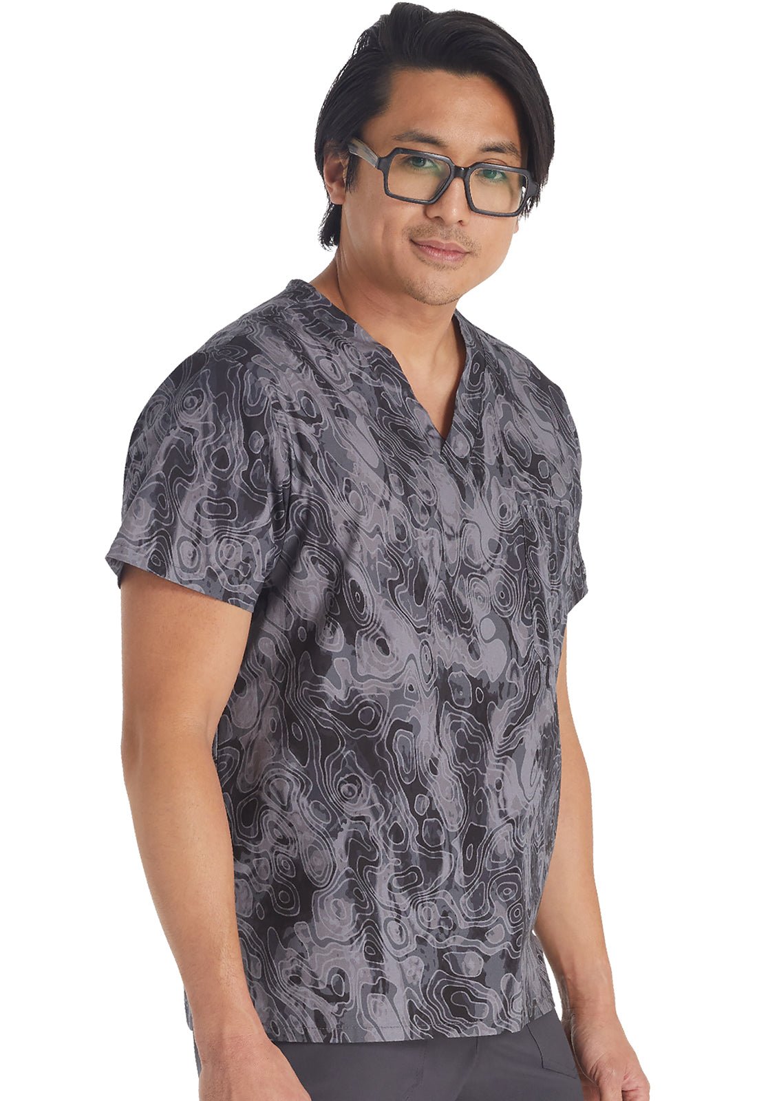Tonal Topography Dickies Print Men's V Neck Scrub Top DK725 TLTY - Scrubs Select