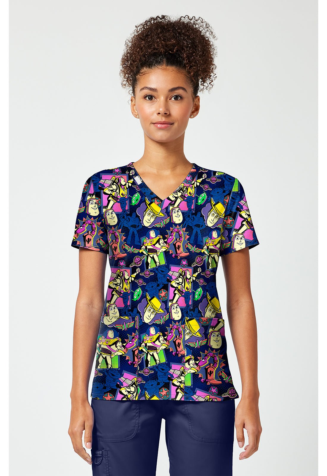 Toy Story Tooniforms Licensed Disney V Neck Scrub Top TF796 TSSC - Scrubs Select