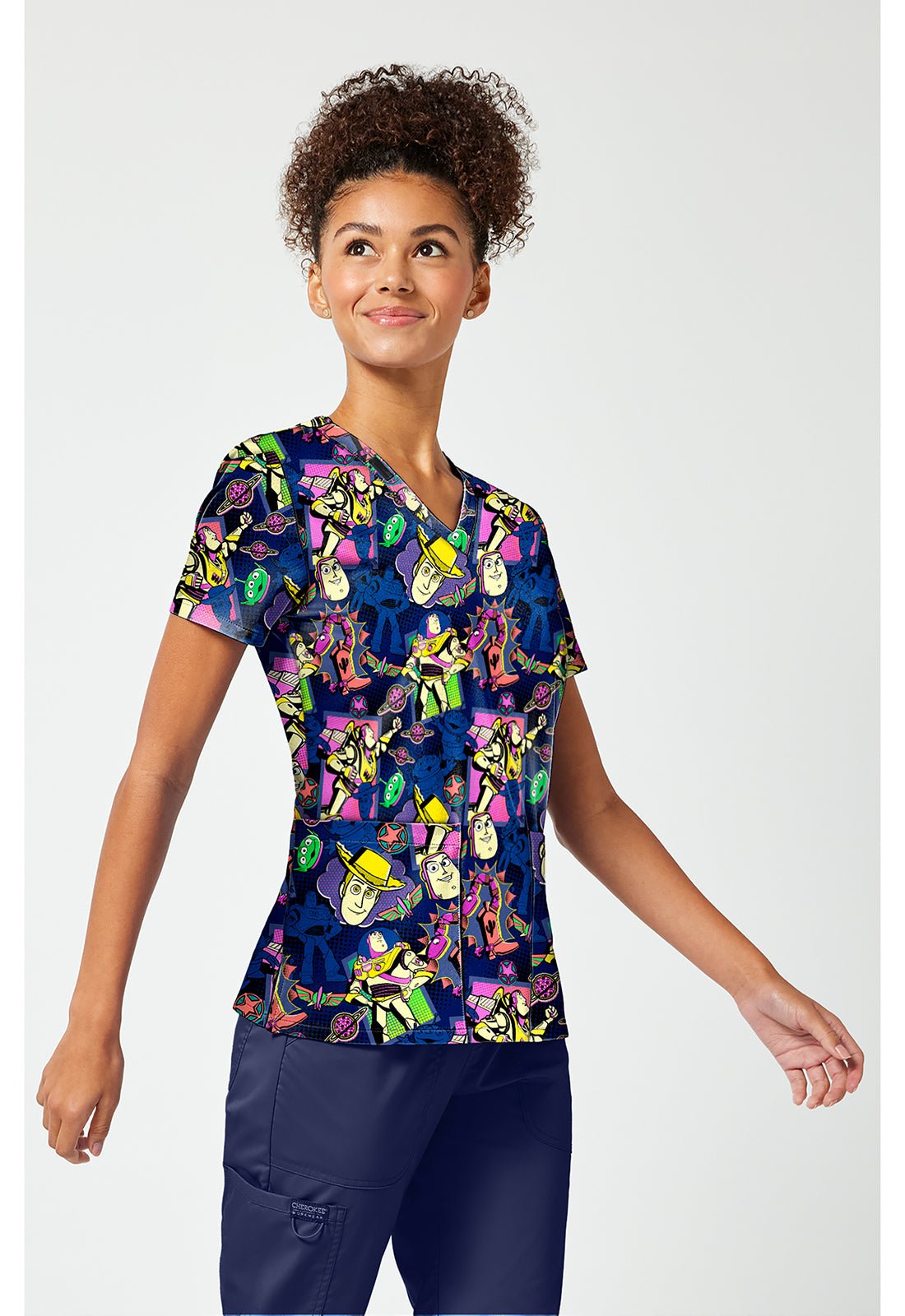 Toy Story Tooniforms Licensed Disney V Neck Scrub Top TF796 TSSC - Scrubs Select