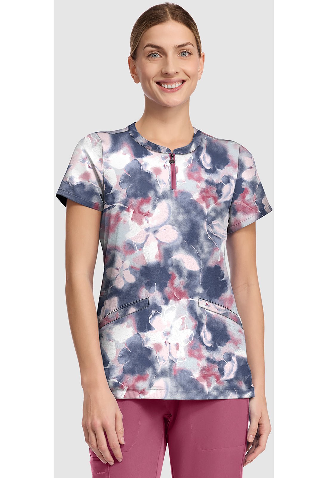 Tranquil Floral Healing Hands Amanda Print Scrub V Neck Top HH911 TQFR - Scrubs Select