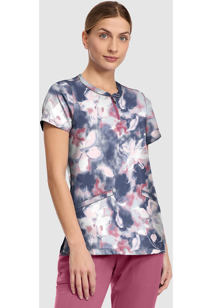 Tranquil Floral Healing Hands Amanda Print Scrub V Neck Top HH911 TQFR - Scrubs Select